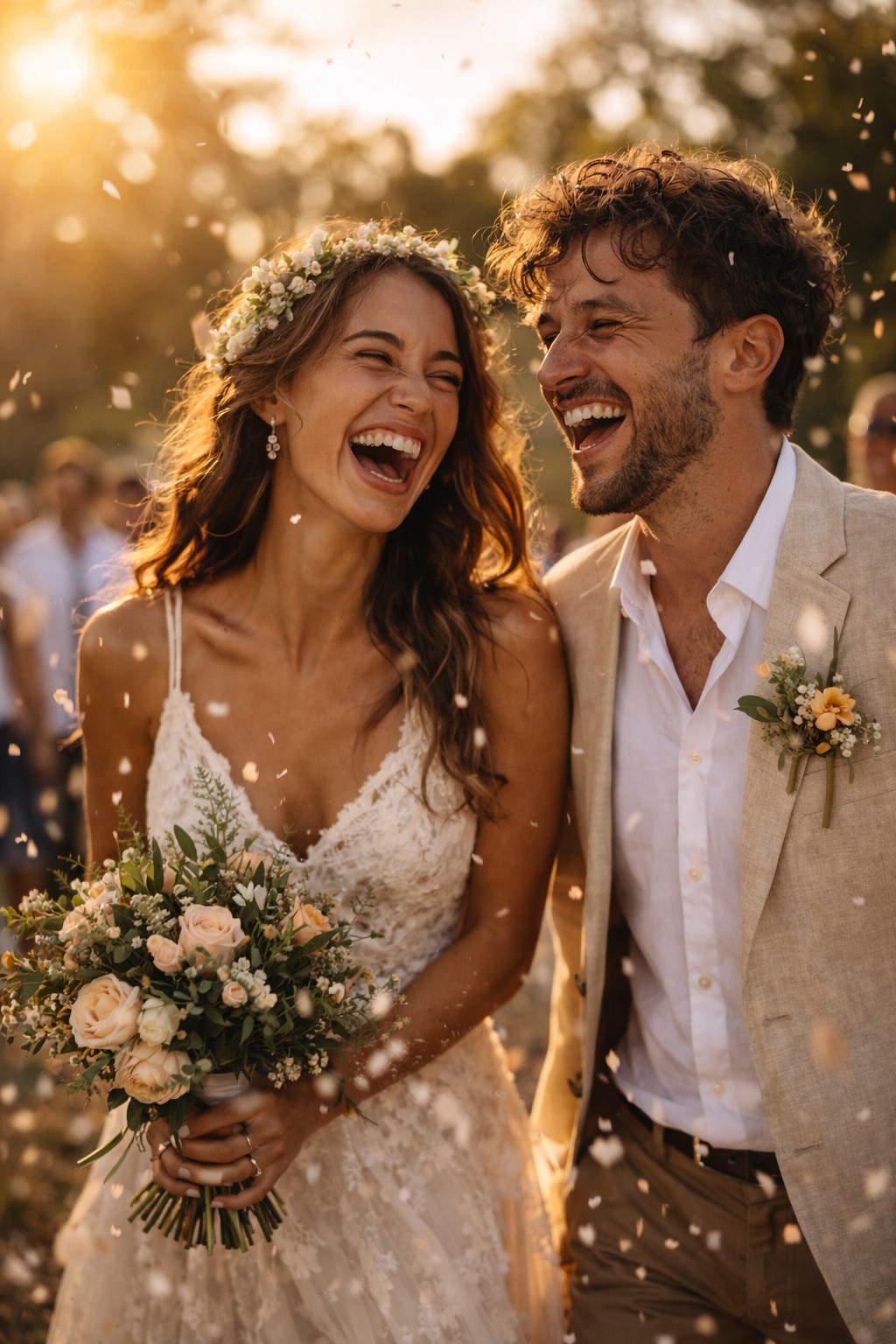 happy wedding couple